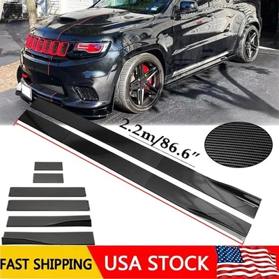 Carbon Fiber 86.6inch Side Skirt Extensions+Rocker Panel For Jeep Grand Cherokee Foto 1 de 4