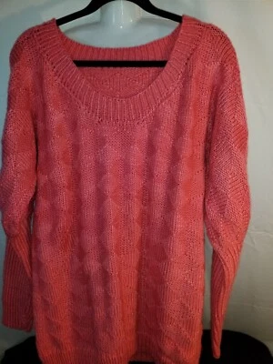 coral ganchillo a mano cuello redondo con manga abullonada talla lrg Foto 1 de 4