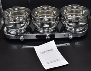 Infusion Collection 7pc Stainless Triple Burner Buffet Set with 3qt Casserole - Picture 1 of 7