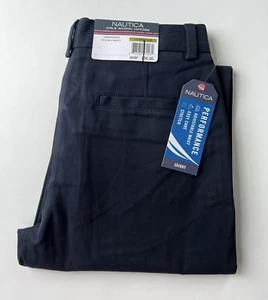 NWT Nautica Girls School Uniform Navy Blue Khakis Chinos Adjustable 14 Regular - Picture 1 of 7