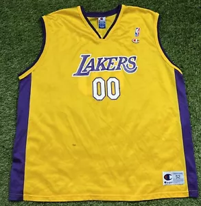 Vintage 90's Champion Los Angeles Lakers NBA #00 Jersey Men's 52 Yellow 2XL - Picture 1 of 6