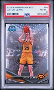 2022-23 Bowman University Best Chrome Caitlin Clark 50 NM-MT PSA 8 - Picture 1 of 2
