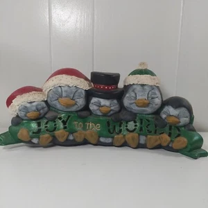 Vintage Handmade Ceramic Penguin Lamp Christmas Light Joy To The World - Picture 1 of 12