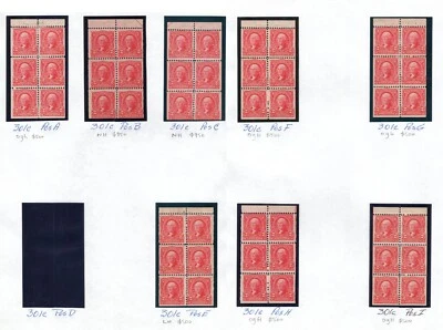 MOMEN: US STAMPS #301c 8 BOOKLET PANES MINT OG 2NH/6H CAT. $4,900 LOT #79928* - Image 1 of 3