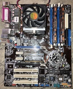 ASUS A8N-SLI AM2 Motherboard With 1GB DDR2 Ram/Heatsink/1.8GHZ Athlon 64 TESTED - Afbeelding 1 van 3