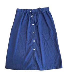 Nautical Skirt Vintage Button Midi Straight Sailor Medium 28 Blue 60s 70s Retro - Picture 1 of 5