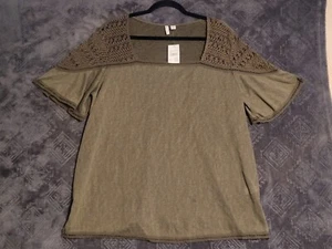 Camicia blusa donna verde oliva spalle all'uncinetto 1X Catos Est. 1946 nuovo con etichetta - Foto 1 di 6