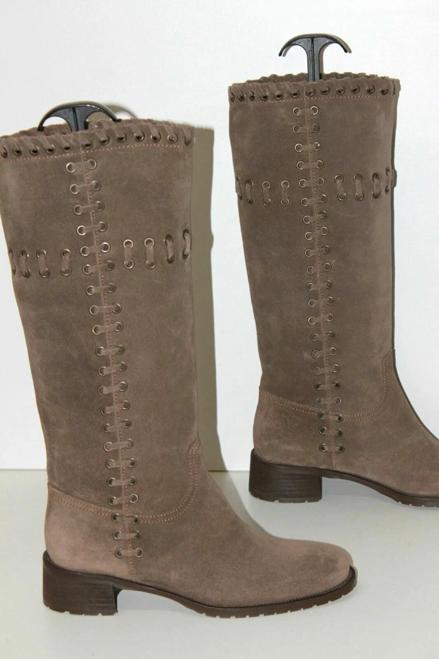HEYRAUD Bottes Cavalières Daim Marron Taupe Doublées Cuir T 39 ETAT NEUF Foto 1 de 1