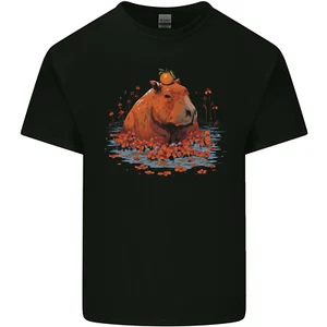 Orange Capybara Herren Baumwolle T-Shirt - Picture 1 of 3