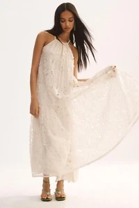 ANTHROPOLOGIE Payal Jain Lace Halter Maxi Dress White UK M RRP £290 - Picture 1 of 5