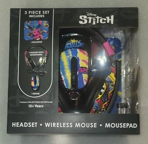 Disney Stitch Headset with Microphone, Wireless Mouse, and Mouse Pad Tech Bundle - Picture 1 of 3