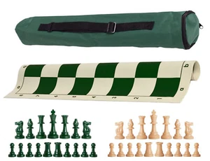 Juego de ajedrez con peso Green Archer - tablero de vinilo, bolsa con ejército y piezas naturales - Imagen 1 de 5