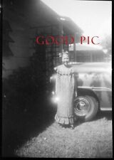 #S2 - d Vintage Amateur Photo Negative- Girl by a Car