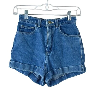 AMERICAN APPAREL womens size 25 cuffed hem high rise stretch denim jean shorts - Image 1 of 4