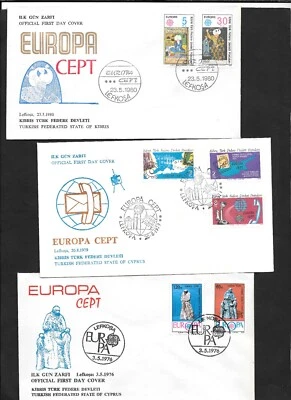 Cyprus N 1976 1978 and 1980 Europa CEPT 3 FDC Super Condition - Image 1 of 2