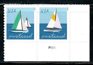 Postfrisch US Paar Segelboote Postkarte Preismarke, mit Platte #, Scott # 5747-5748, (MNH) - Bild 1 von 1