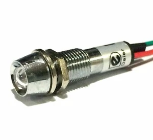 8mm 12VDC White LED Metal Indicator Pilot Light w/Wires XD8-1W - USA SELLER! - Picture 1 of 2