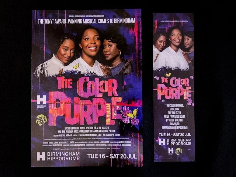 THE COLOR PURPLE 2019 UK Musical FLYER + BOOKMARK. T’Shan Williams, Karen Mav