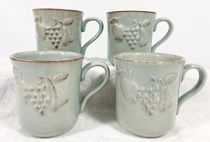 4 Casafina Casa Stone Madeira Harvest ROBBINS EGG BLUE Mugs Cup Set Vtg Portugal - Picture 1 of 19