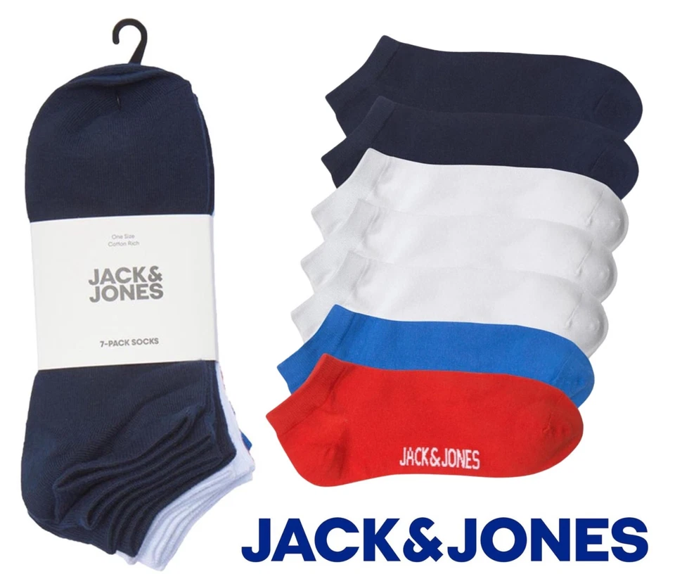 Paquete de 7 calcetines informales de algodón para hombre Jack & Jones paquete múltiple de calcetines talla única Foto 1 de 4