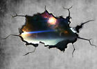 UFO Earth Space Planet Galaxy Cracked Wall Sticker Stars Mural Decal WSDFC434