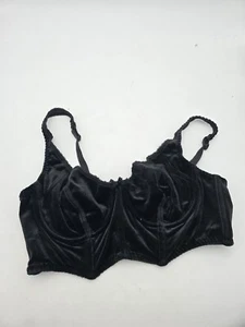Vintage Trensetters Crushed Velvet Schwarz Longline BH 36C #V - Bild 1 von 8