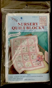 Vtg Jack Dempsey Needle Art Sunbonnet Girls Nursery Quilt Blocks 9x9 1993 300-21 - Picture 1 of 6