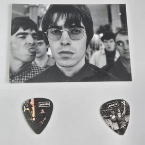 OASIS LIAM & NOEL GALLAGHER PLECTRUMS DOUBLE SIDED x 4 plectrums + A7 ART CARD - Picture 1 of 6