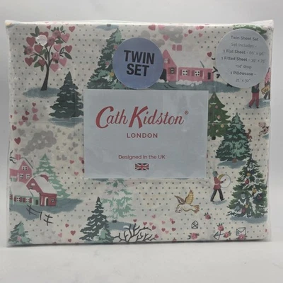 Juego de sábanas dobles Cath Kidston brillo Navidad invierno pueblo algodón Foto 1 de 4