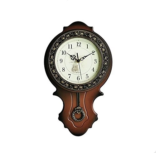 XICHEN Retro European Style Simulated Wood Pendulum Wall Clock Quartz Motion ...