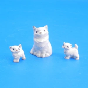 Hagen Renaker Miniature PERSIAN CAT & KITTEN Vintage White Figurine Set - Picture 1 of 6