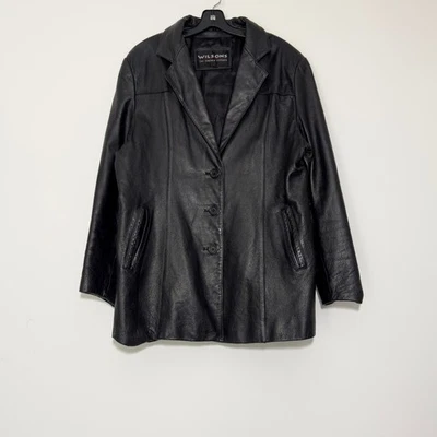 WILSON LEATHER Vintage Black Coat Jacket  Size L Large - Image 1 of 4