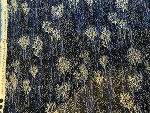 Winter Impressions by Hoffman Silver Blue Trees Cotton Fabric by the HALF YARD - Picture 1 of 4
