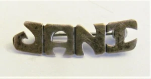 VTG Signed Leonore Doskow Sterling Silver Jani Name 1" Brooch Pin Modernist 1960 - Picture 1 of 5