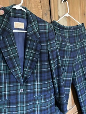 Vintage Pendleton 100% Wool Suit Authentic MacCallum Tartan Set Sz 8/10 sm holes - Image 1 of 4