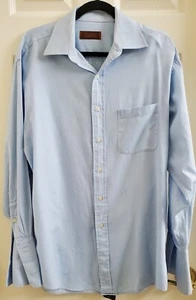 Tasssso Elba Mens 15 1/2 32/33 Button Up Dress Shirt French Cuff Light Blue - Picture 1 of 9