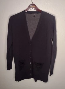 J. Crew Double Knit Merino Wool Cardigan Sweater Small Black Boyfriend B18 - Picture 1 of 7