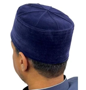 Cappello Cappello Teschio Kufi Strutturato Modefa Topi Takke Musulmano Velluto Kufi - Blu - Foto 1 di 1