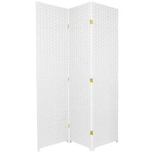 6 ft. Tall Woven Fiber Room Divider - 3 Panel - White - Picture 1 of 1