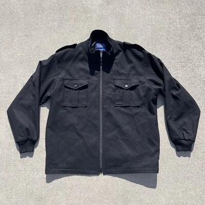 Vintage Pendleton Hombre’s XL Doble Bolsillo Pecho Militar Cremallera Bombardero Negro Foto 1 de 4