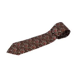 Van Heusen Geometric Brown Tie 100% Silk - Picture 1 of 4