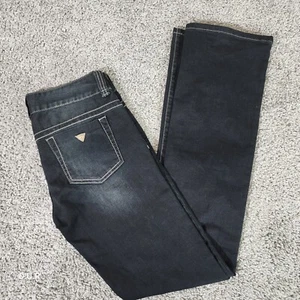 Vintage Guess Jeans Womens 28X32 Black Straight Leg Button Front Dark Wash - Picture 1 of 12