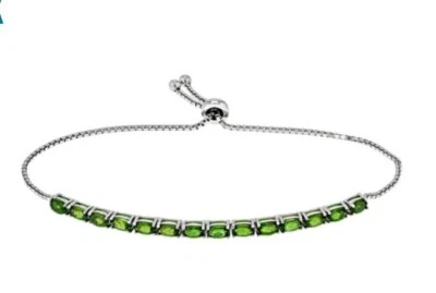Brazalete de plata de ley sobre rodio diopsido de cromo verde 2,80 ctw NUEVO Foto 1 de 4