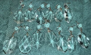 13 Antique Heavy Lead Crystal 1-7/8“Chandelier Prisms, Buttons, Rare Matching - Picture 1 of 4