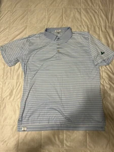 PETER MILLAR Poloshirt Größe L Country Club Golfschläger Baum Logo blau gestreift - Bild 1 von 7