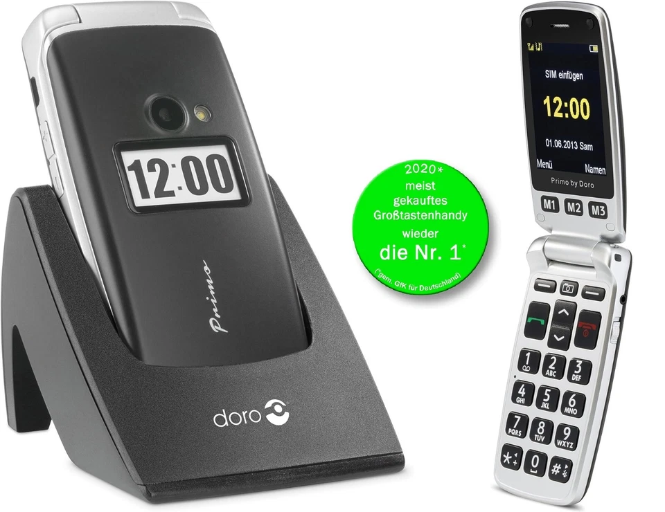 Doro Primo 413 schwarz Großtastenhandy Senioren Kinder Mitarbeiter Handy Mobil