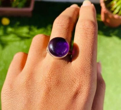 Natural Amethyst 925 Sterling Silver Designer Handmade Ring ,Best Gift Beauty  - Image 1 of 4