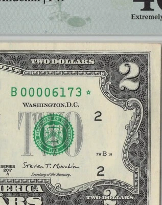 Low 2017A Sheet Star Note $2 Two$ Bill PMG B00006173* Postcode 6173 Secret Harbo - Image 1 of 4