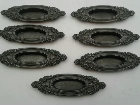 Antique Ornate Cast Recessed Window Sash Lifts Pulls Hardware Lot of 7 Cover