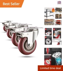 Silent Rolling 4-Inch Heavy Duty Casters with Brake System for Furniture & carts - Picture 1 of 9